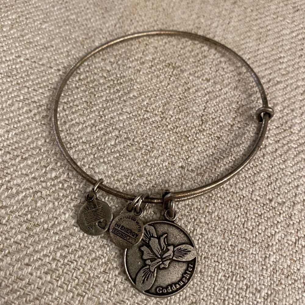 Silver Alex and Ani God daughter bangle bracelet
